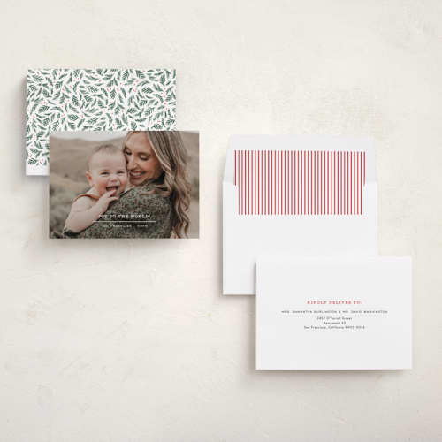 This is a snow photo christmas cards with standard by Paper Raven Co. called the simple joys printing on recycled smooth signature in standard