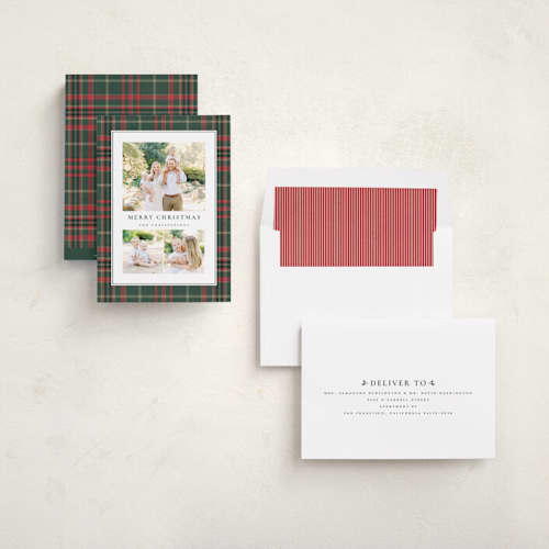 This is a flannel photo christmas cards with standard by Wildfield Paper Co called apres ski printing on recycled smooth signature in standard