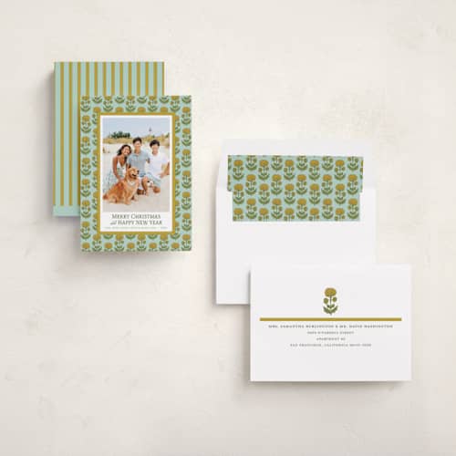 This is a mint photo christmas cards with standard by Erika Firm called beach house summer printing on recycled smooth signature in standard