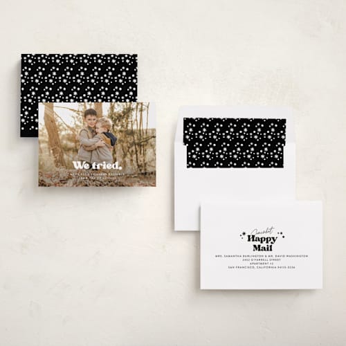 This is a snowy night photo christmas cards with standard by Itsy Belle Studio called we tried. printing on recycled smooth signature in standard