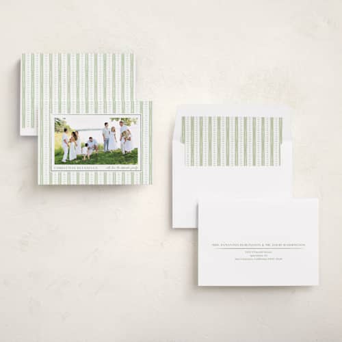 This is a sage photo christmas cards with standard by Jacquie Foster called heirloom christmas printing on recycled smooth signature in standard
