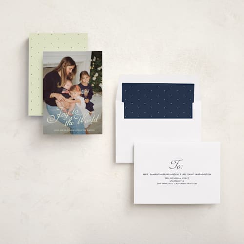 This is a antique photo christmas cards with standard by Ani Somi called lovely joy printing on recycled smooth signature in standard