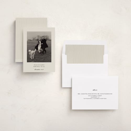 This is a ivory photo christmas cards with standard by Ani Somi called dashing printing on recycled smooth signature in standard