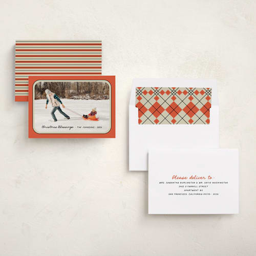 This is a caramel apple photo christmas cards with standard by Anastasia Makarova called vintage vibe printing on recycled smooth signature in standard