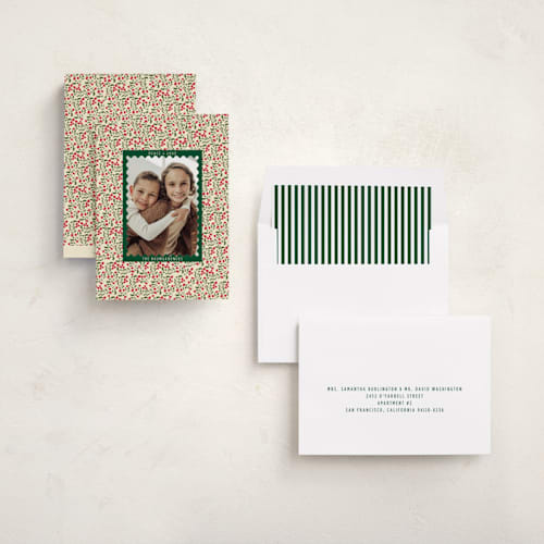 This is a cream photo christmas cards with standard by Baumbirdy called floral mount printing on recycled smooth signature in standard