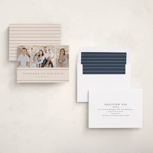 This is a chai photo christmas cards with standard by Stacey Meacham called engraved trio printing on recycled smooth signature in standard