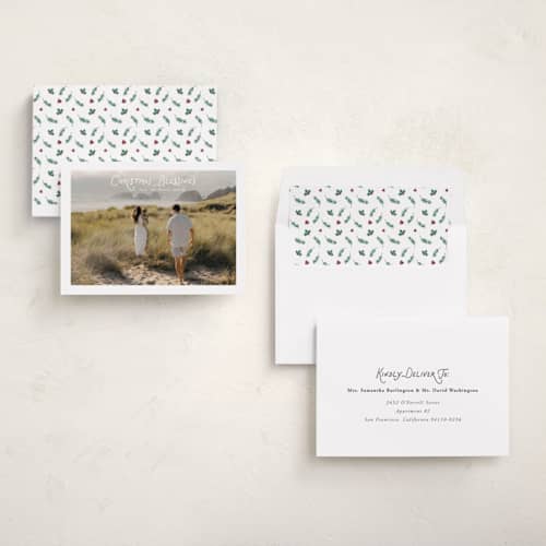 This is a snowflake photo christmas cards with standard by Deynaaz Daraei called pierrons-rouret printing on recycled smooth signature in standard
