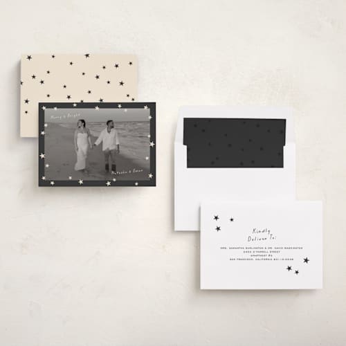 This is a coal photo christmas cards with standard by Lisa McLean called shine bright printing on recycled smooth signature in standard