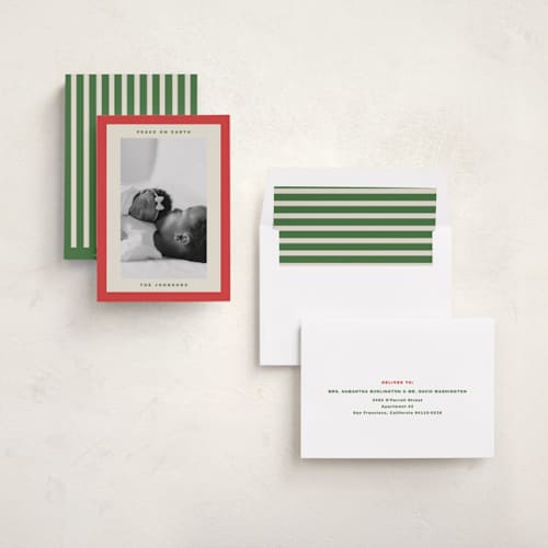 This is a holly photo christmas cards with standard by Kristen Knechtel called thick border printing on recycled smooth signature in standard