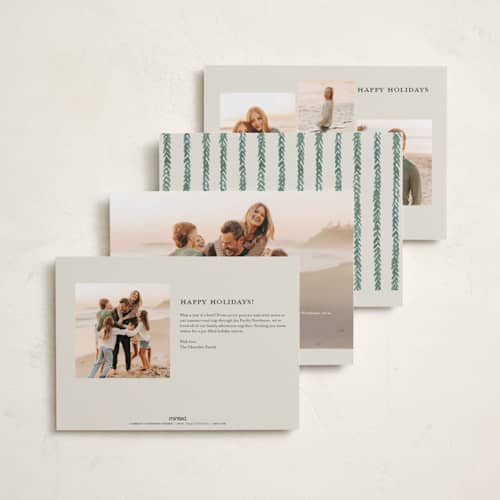 This is a halo photo christmas cards with standard by Teju Reval called floral border printing on recycled smooth signature in standard
