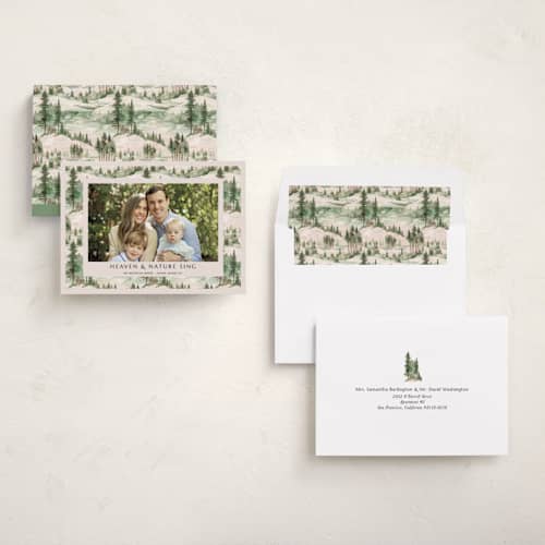 This is a fir photo christmas cards with standard by Tatjana Koraksic called forest printing on recycled smooth signature in standard