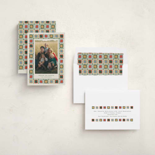 This is a cream photo christmas cards with standard by Amy Kross called morning star printing on recycled smooth signature in standard