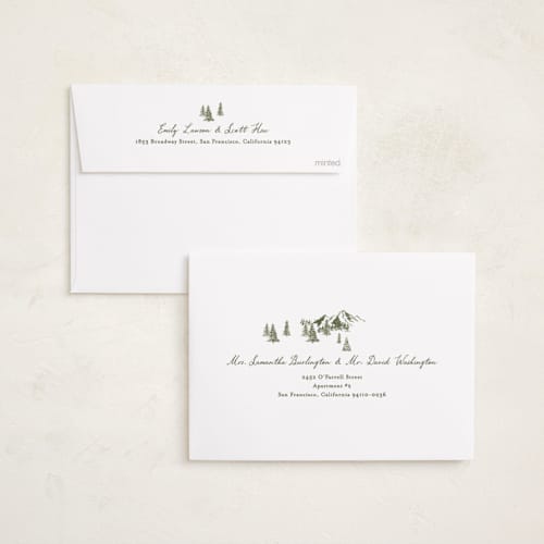 This is a sage photo christmas cards with standard by Alethea and Ruth called mountain toile printing on recycled smooth signature in standard