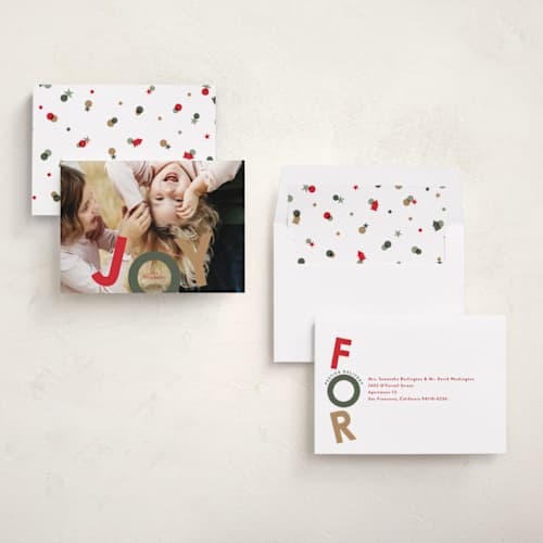 This is a santa photo christmas cards with standard by Jackie Crawford called exuberant printing on recycled smooth signature in standard