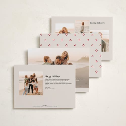 This is a holly berry photo christmas cards with standard by Rachel Mattern called good tidings & great joy printing on recycled smooth signature in standard