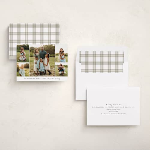 This is a snow photo christmas cards with standard by Angela Garrick called blessed five printing on recycled smooth signature in standard