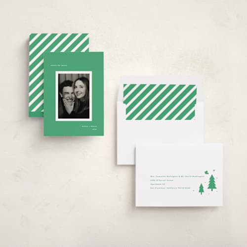 This is a elf shoes photo christmas cards with standard by Brandy Folse called bright greetings printing on recycled smooth signature in standard