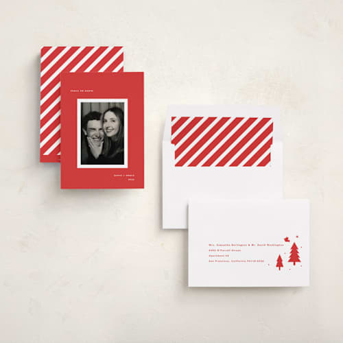 This is a stocking photo christmas cards with standard by Brandy Folse called bright greetings printing on recycled smooth signature in standard