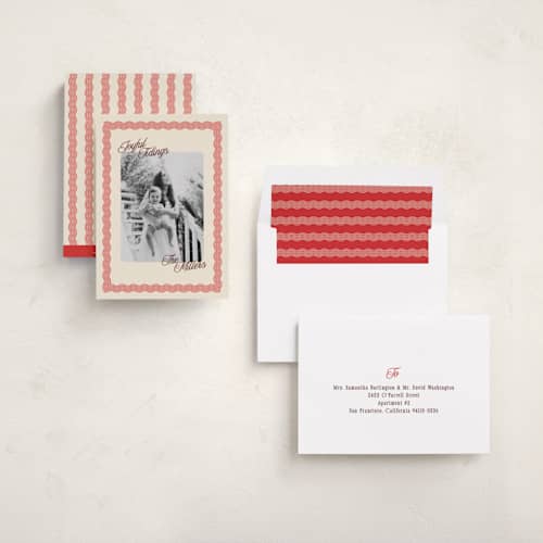 This is a peppermint photo christmas cards with standard by Pati Cascino called jovie printing on recycled smooth signature in standard