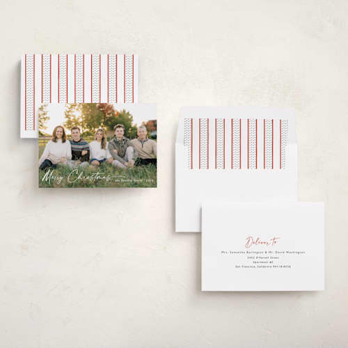 This is a ivory photo christmas cards with standard by Chris Griffith called holiday glee printing on recycled smooth signature in standard