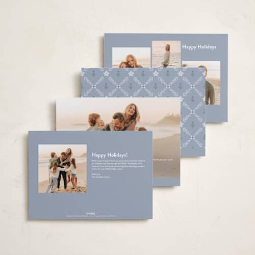 This is a juniper photo christmas cards with standard by Wildfield Paper Co called folk border printing on recycled smooth signature in standard