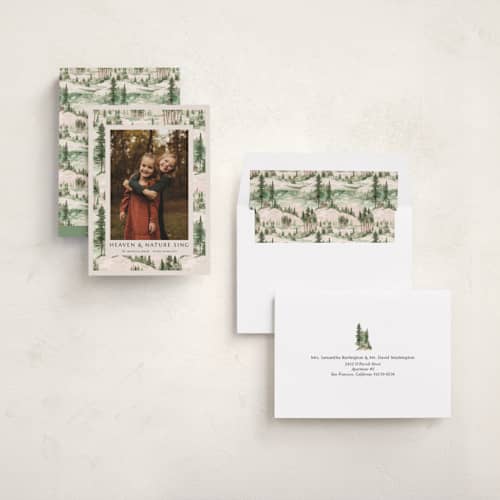 This is a fir photo christmas cards with standard by Tatjana Koraksic called forest printing on recycled smooth signature in standard