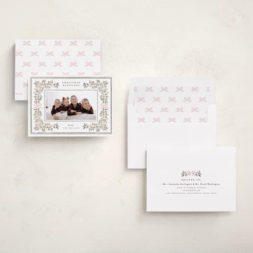 This is a petal photo christmas cards with standard by Itsy Belle Studio called botanical blessings printing on recycled smooth signature in standard