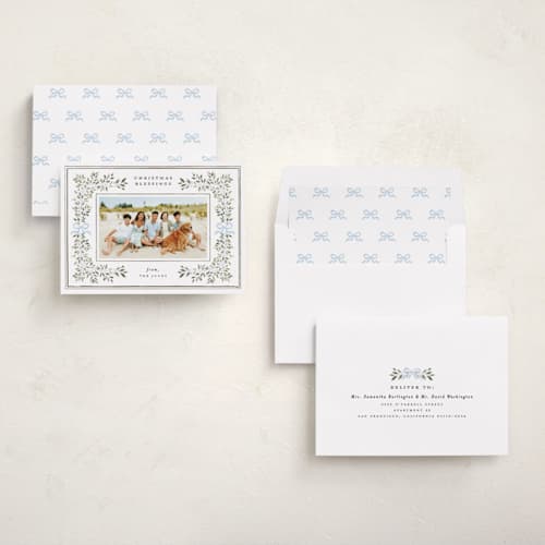 This is a snowberry photo christmas cards with standard by Itsy Belle Studio called botanical blessings printing on recycled smooth signature in standard