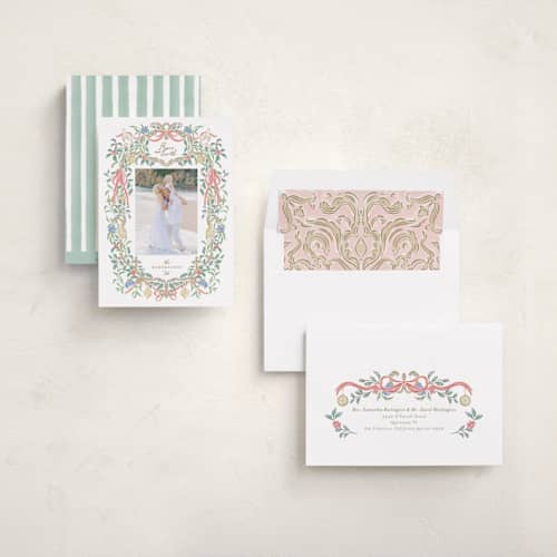 This is a cherry wood photo christmas cards with standard by Grae called a court of peace printing on recycled smooth signature in standard