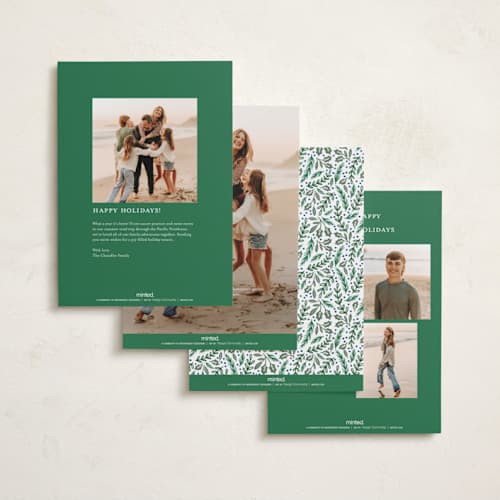 This is a navy photo christmas cards with standard by Alethea and Ruth called bow corners printing on recycled smooth signature in standard
