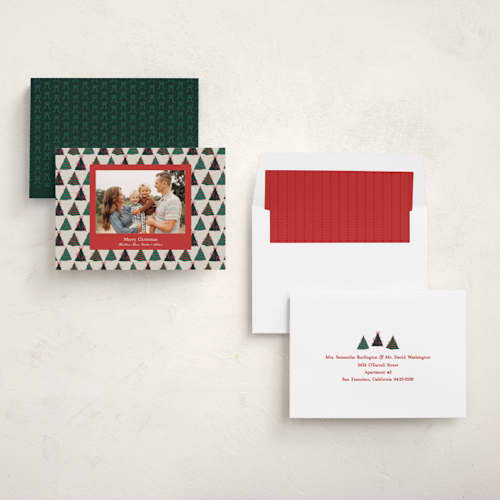 This is a cardinal photo christmas cards with standard by Owl and Toad called acres printing on recycled smooth signature in standard