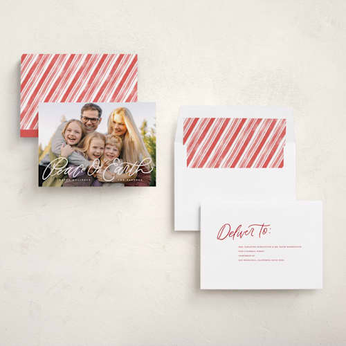 This is a snow photo christmas cards with standard by Leah Bisch called scripted peace printing on recycled smooth signature in standard