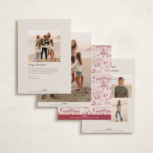 This is a berry photo christmas cards with standard by Teju Reval called nutcracker toile printing on recycled smooth signature in standard