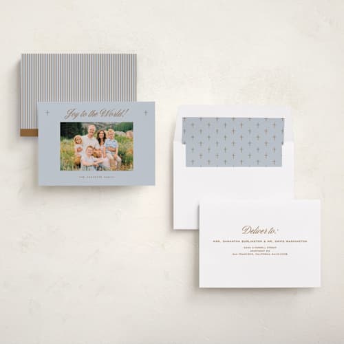 This is a frost photo christmas cards with standard by Paper Raven Co. called script song printing on recycled smooth signature in standard