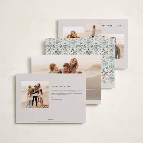 This is a aqua photo christmas cards with standard by Paper Sun Studio called festive folk frame printing on recycled smooth signature in standard
