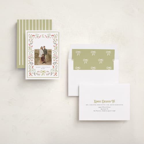 This is a sage photo christmas cards with standard by Melanie Kosuge called lafayette printing on recycled smooth signature in standard