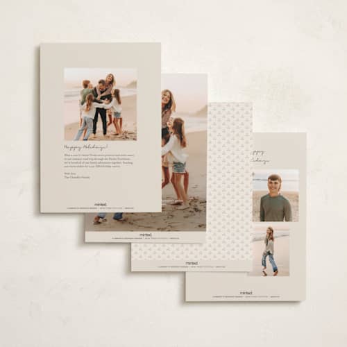 This is a chardonnay photo christmas cards with standard by Sara Hicks Malone called nostalgic blessings printing on recycled smooth signature in standard