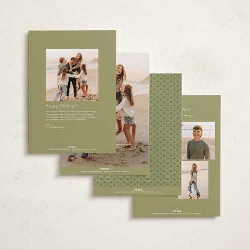 This is a sage photo christmas cards with standard by Sara Hicks Malone called nostalgic blessings printing on recycled smooth signature in standard