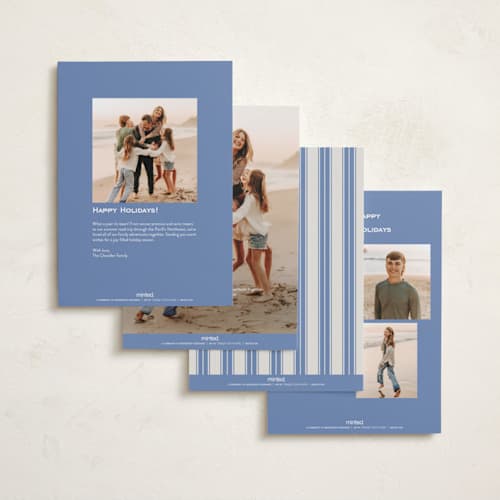 This is a blue spruce photo christmas cards with standard by Wildfield Paper Co called holly berrie printing on recycled smooth signature in standard