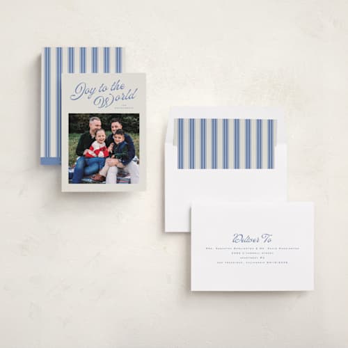 This is a blue spruce photo christmas cards with standard by Wildfield Paper Co called holly berrie printing on recycled smooth signature in standard