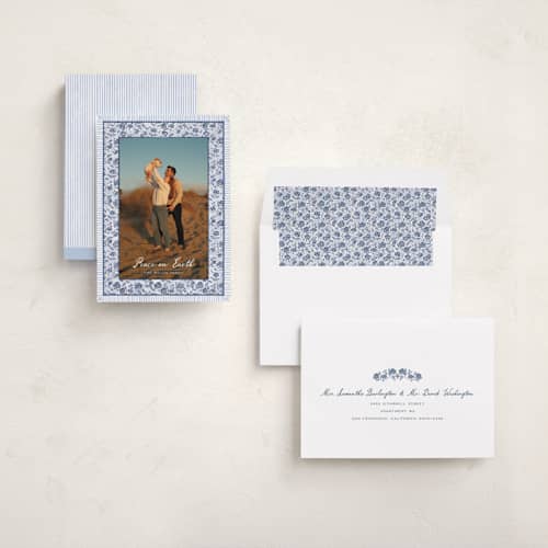 This is a frost photo christmas cards with standard by Jenna Holcomb called a cottage christmas printing on recycled smooth signature in standard