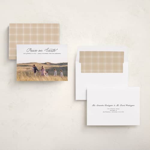 This is a noir photo christmas cards with standard by Annie Clark called grace & gratitude printing on recycled smooth signature in standard