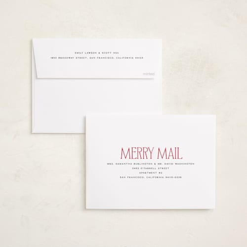 This is a snow photo christmas cards with standard by Owl and Toad called many greetings printing on recycled smooth signature in standard