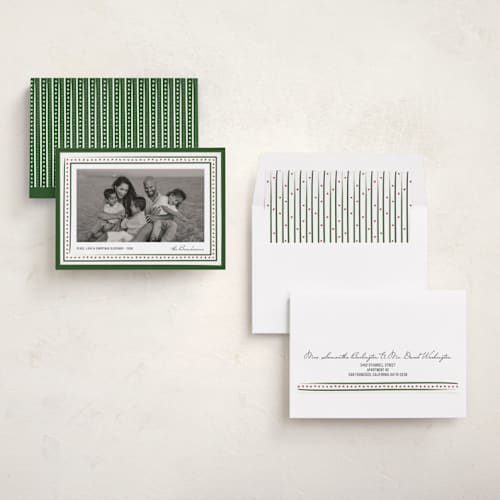 This is a wreath photo christmas cards with standard by Jacquie Foster called drawn together in blessings printing on recycled smooth signature in standard