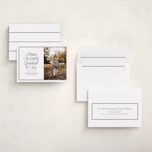 This is a snowfall photo christmas cards with standard by Nicole Walsh called goodwill to all printing on recycled smooth signature in standard
