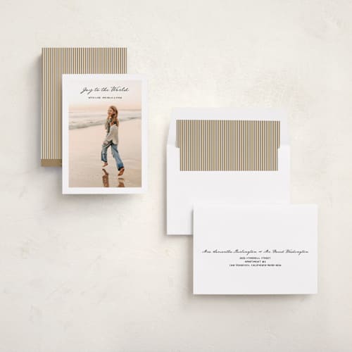 This is a onyx photo christmas cards with standard by Benita Crandall called joyeux printing on recycled smooth signature in standard