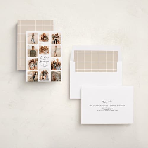This is a snow photo christmas cards with standard by Lindsay Megahed called so many blessings printing on recycled smooth signature in standard