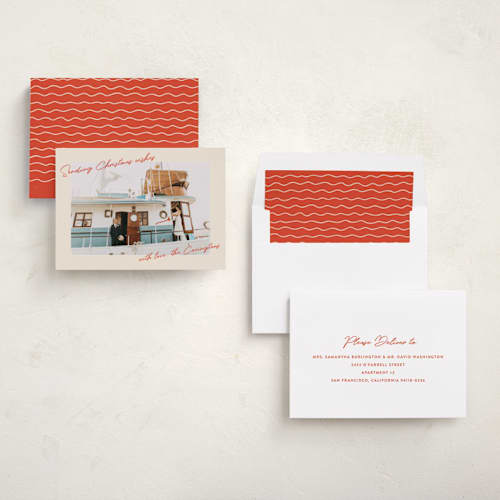 This is a candy cane photo christmas cards with standard by Ekko Studio called retro postcard printing on recycled smooth signature in standard