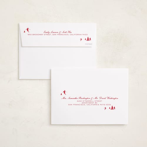 This is a sage photo christmas cards with standard by Jen Ramsey called ski time printing on recycled smooth signature in standard