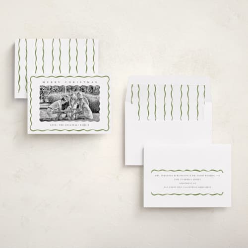 This is a fern photo christmas cards with standard by Chris Griffith called holiday fringe printing on recycled smooth signature in standard